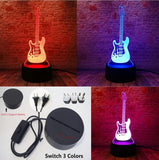3D Electric Music Guitar Illusion Lamp LED 7 Color Changing