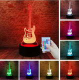 3D Electric Music Guitar Illusion Lamp LED 7 Color Changing